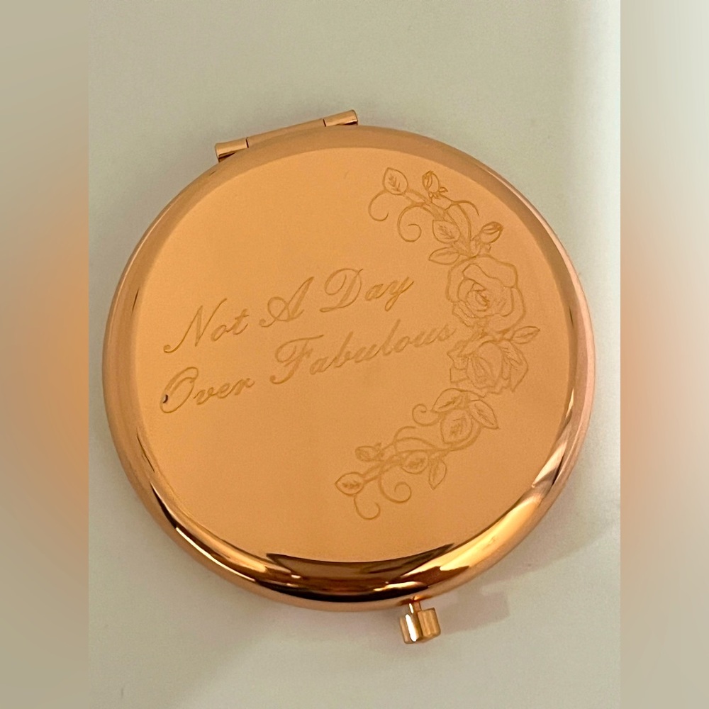Compact Make Up Mirror Engraved “Not a Day Over Fabulous" New With Sealer